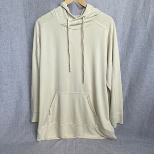 Fabletics Oversized Hooded Tunic Sweatshirt Cream Pale Yellow Women's Size‎ L